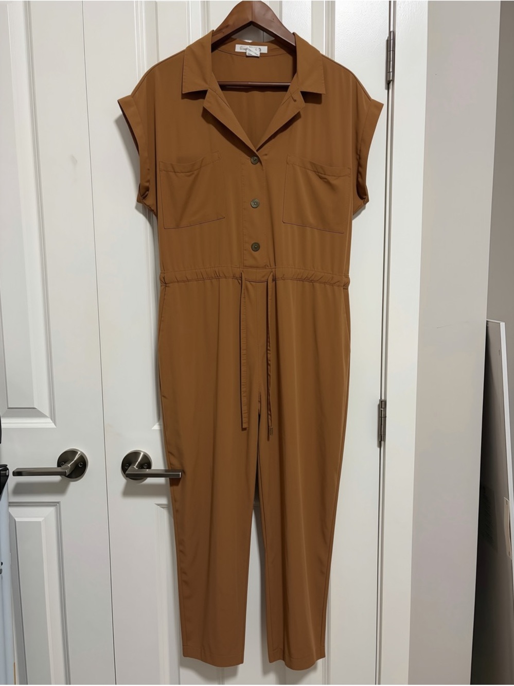 Casual Drawstring Jumpsuit - Brown